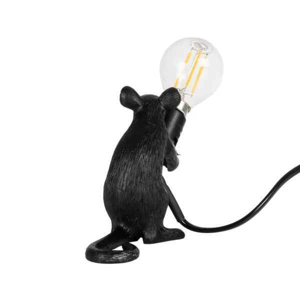 GloboStar® MOUSE 00678 Vintage Επιτραπέζιο Φωτιστικό Πορτατίφ Λαμπατέρ Μονόφωτο με Ντουί 1 x E12 AC 230V Μαύρο Πλαστικό Μ12 x Π4 x Υ10cm - Image 3