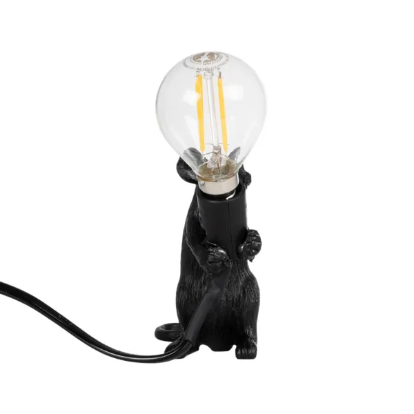 GloboStar® MOUSE 00678 Vintage Επιτραπέζιο Φωτιστικό Πορτατίφ Λαμπατέρ Μονόφωτο με Ντουί 1 x E12 AC 230V Μαύρο Πλαστικό Μ12 x Π4 x Υ10cm - Image 4