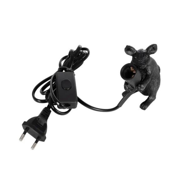 GloboStar® MOUSE 00678 Vintage Επιτραπέζιο Φωτιστικό Πορτατίφ Λαμπατέρ Μονόφωτο με Ντουί 1 x E12 AC 230V Μαύρο Πλαστικό Μ12 x Π4 x Υ10cm - Image 6