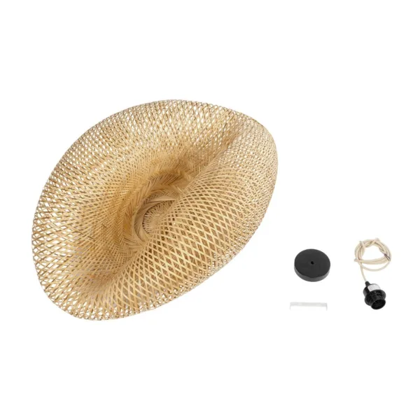 GloboStar® MEXICO 00720 Boho Κρεμαστό Φωτιστικό Ανάρτηση Μονόφωτο 1 x E27 IP20 Μπεζ Ξύλο - Μ85 x Π55 x Y36cm - Image 10