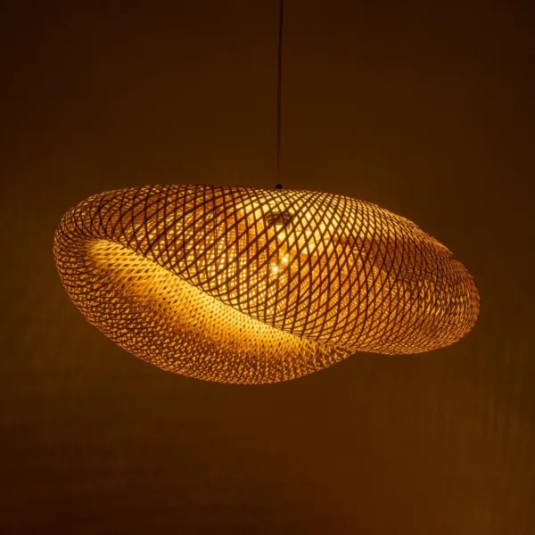 GloboStar® MEXICO 00720 Boho Κρεμαστό Φωτιστικό Ανάρτηση Μονόφωτο 1 x E27 IP20 Μπεζ Ξύλο - Μ85 x Π55 x Y36cm - Image 2