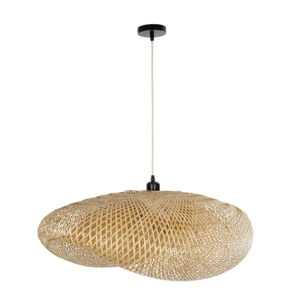 GloboStar® MEXICO 00720 Boho Κρεμαστό Φωτιστικό Ανάρτηση Μονόφωτο 1 x E27 IP20 Μπεζ Ξύλο - Μ85 x Π55 x Y36cm - Image 3