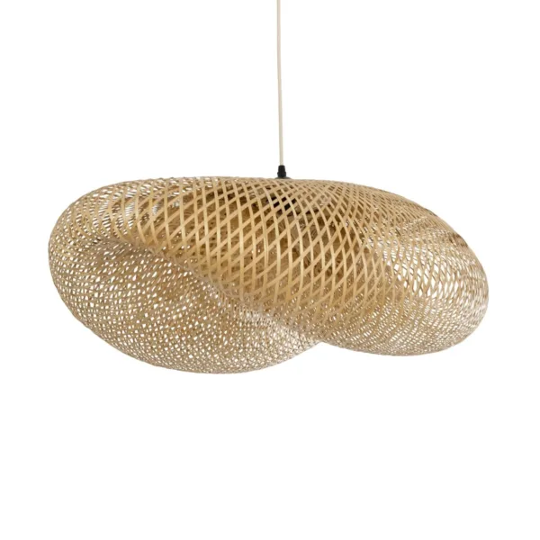 GloboStar® MEXICO 00720 Boho Κρεμαστό Φωτιστικό Ανάρτηση Μονόφωτο 1 x E27 IP20 Μπεζ Ξύλο - Μ85 x Π55 x Y36cm - Image 5