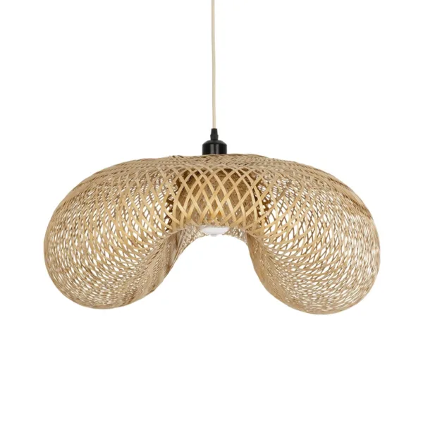 GloboStar® MEXICO 00720 Boho Κρεμαστό Φωτιστικό Ανάρτηση Μονόφωτο 1 x E27 IP20 Μπεζ Ξύλο - Μ85 x Π55 x Y36cm - Image 8