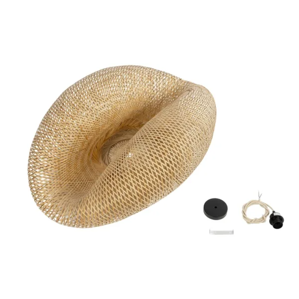 GloboStar® MEXICO 00721 Boho Κρεμαστό Φωτιστικό Ανάρτηση Μονόφωτο 1 x E27 IP20 Μπεζ Ξύλο - Μ100 x Π80 x Y35cm - Image 10