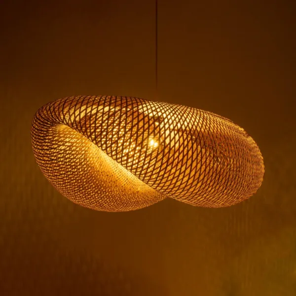 GloboStar® MEXICO 00721 Boho Κρεμαστό Φωτιστικό Ανάρτηση Μονόφωτο 1 x E27 IP20 Μπεζ Ξύλο - Μ100 x Π80 x Y35cm - Image 2