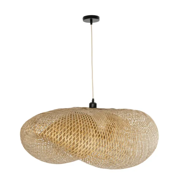 GloboStar® MEXICO 00721 Boho Κρεμαστό Φωτιστικό Ανάρτηση Μονόφωτο 1 x E27 IP20 Μπεζ Ξύλο - Μ100 x Π80 x Y35cm - Image 3