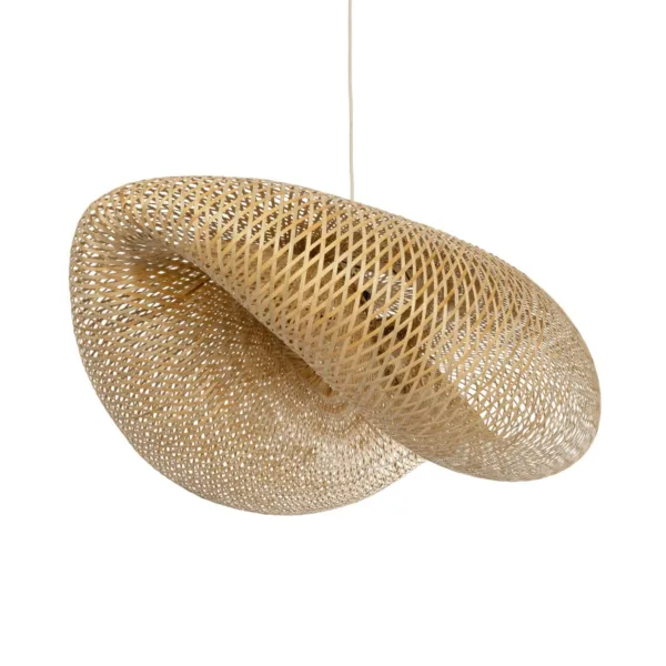 GloboStar® MEXICO 00721 Boho Κρεμαστό Φωτιστικό Ανάρτηση Μονόφωτο 1 x E27 IP20 Μπεζ Ξύλο - Μ100 x Π80 x Y35cm - Image 5