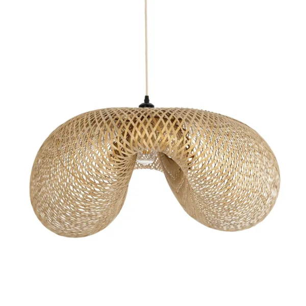 GloboStar® MEXICO 00721 Boho Κρεμαστό Φωτιστικό Ανάρτηση Μονόφωτο 1 x E27 IP20 Μπεζ Ξύλο - Μ100 x Π80 x Y35cm - Image 8