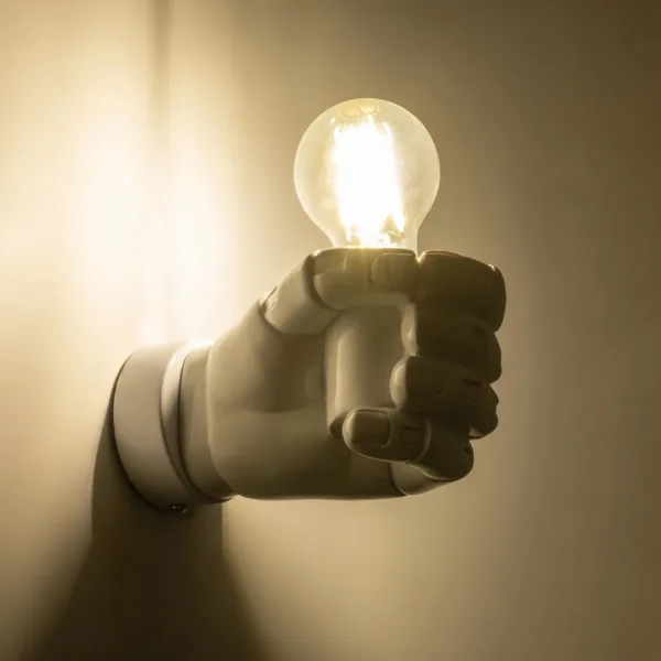 GloboStar® FIST 01137 Μοντέρνο Επιτοίχιο Φωτιστικό Απλίκα Μονόφωτο 1 x E27 IP20 Λευκό Γύψο - Μ15 x Π10 x Υ10cm - Image 2