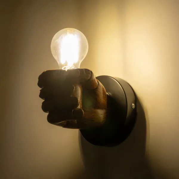 GloboStar® FIST 01138 Μοντέρνο Επιτοίχιο Φωτιστικό Απλίκα Μονόφωτο 1 x E27 IP20 Καφέ Γύψο - Μ15 x Π10 x Υ10cm - Image 2