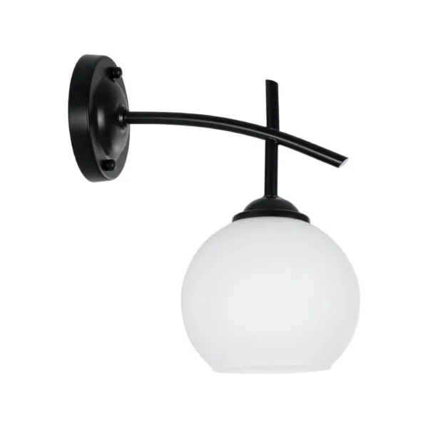 GloboStar® ISEN 01157 Μοντέρνο Επιτοίχιο Φωτιστικό Απλίκα Μονόφωτο 1 x E27 IP20 Μαύρο Μέταλλο με Λευκό Γυαλί - Μ24 x Π15 x Υ27cm - Image 3