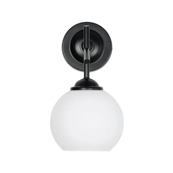 GloboStar® ISEN 01157 Μοντέρνο Επιτοίχιο Φωτιστικό Απλίκα Μονόφωτο 1 x E27 IP20 Μαύρο Μέταλλο με Λευκό Γυαλί - Μ24 x Π15 x Υ27cm - Image 4