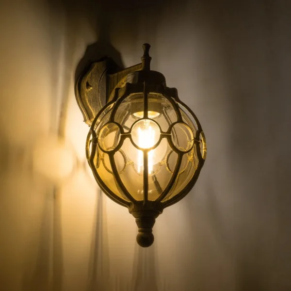 GloboStar® ETOILE 01227 Vintage Επιτοίχιο Φωτιστικό Απλίκα Μονόφωτο 1 x E27 IP20 Καφέ & Χρυσό Μέταλλο με Μελί Γυαλί - Φ18 x Υ27cm - Image 2