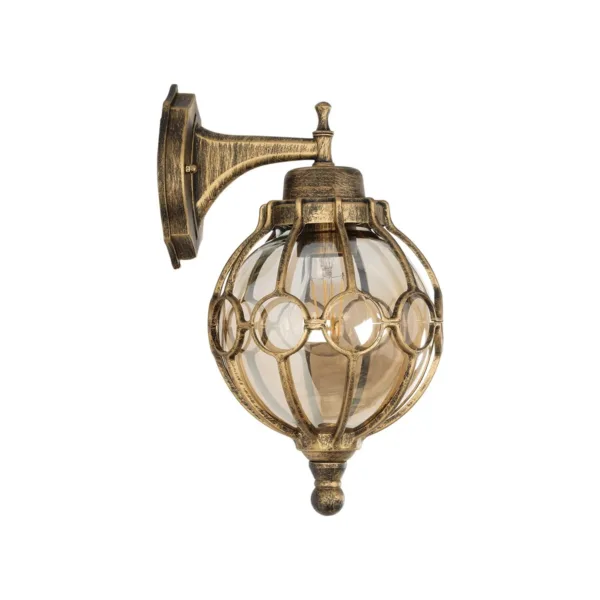 GloboStar® ETOILE 01227 Vintage Επιτοίχιο Φωτιστικό Απλίκα Μονόφωτο 1 x E27 IP20 Καφέ & Χρυσό Μέταλλο με Μελί Γυαλί - Φ18 x Υ27cm - Image 3