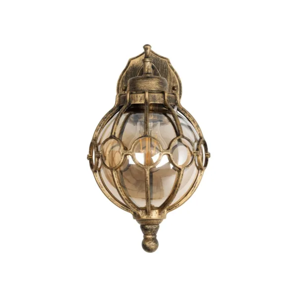GloboStar® ETOILE 01227 Vintage Επιτοίχιο Φωτιστικό Απλίκα Μονόφωτο 1 x E27 IP20 Καφέ & Χρυσό Μέταλλο με Μελί Γυαλί - Φ18 x Υ27cm - Image 4