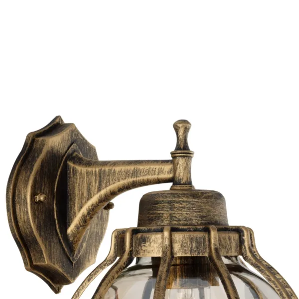 GloboStar® ETOILE 01227 Vintage Επιτοίχιο Φωτιστικό Απλίκα Μονόφωτο 1 x E27 IP20 Καφέ & Χρυσό Μέταλλο με Μελί Γυαλί - Φ18 x Υ27cm - Image 5