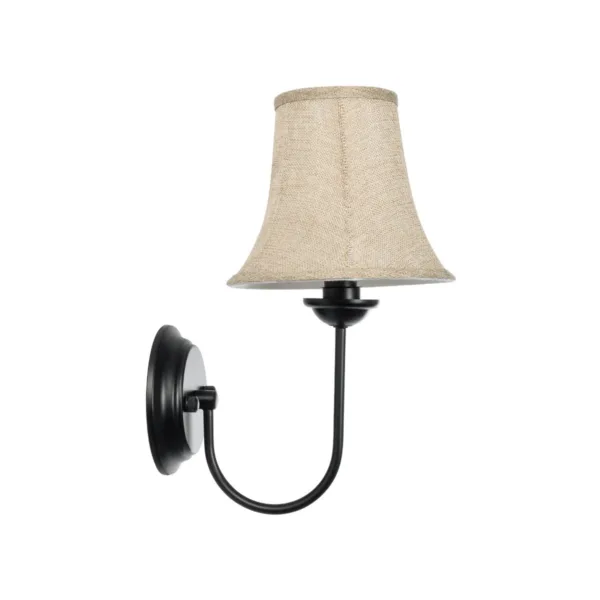 GloboStar® SHELLY 01299 Vintage Επιτοίχιο Φωτιστικό Απλίκα Μονόφωτο 1 x E27 IP20 Μαύρο Μέταλλο με Μπεζ Ύφασμα - Μ13 x Π18 x Υ34cm - Image 3