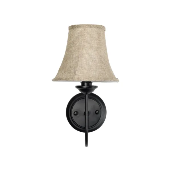 GloboStar® SHELLY 01299 Vintage Επιτοίχιο Φωτιστικό Απλίκα Μονόφωτο 1 x E27 IP20 Μαύρο Μέταλλο με Μπεζ Ύφασμα - Μ13 x Π18 x Υ34cm - Image 4