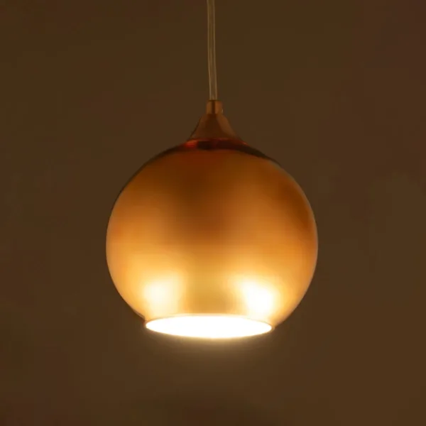 GloboStar® CANDELA 01309 Μοντέρνο Κρεμαστό Φωτιστικό Μπάλα Μονόφωτο 1 x E27 IP20 Χάλκινο Γυαλί - Μ15 x Π15 x Υ13cm - Image 2