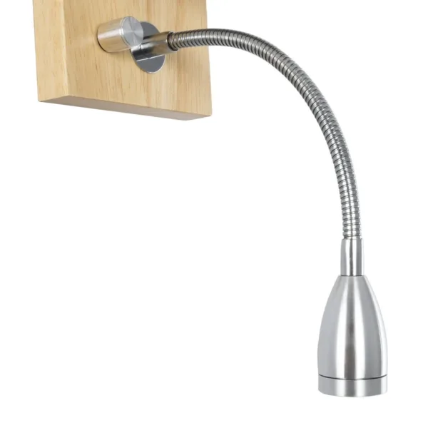 GloboStar® SUTTON 01316 Μοντέρνο Επιτοίχιο Φωτιστικό Απλίκα με LED Βραχίονα Δίφωτο 1 x E27 IP20 Μπεζ Ξύλο, Λευκό Γυαλί με Ασημί Μέταλλο - Μ15 x Π20 x Υ22.5cm - Image 7
