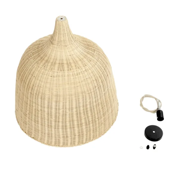 GloboStar® BAHAMAS 01370 Boho Κρεμαστό Φωτιστικό Καμπάνα Μονόφωτο 1 x E27 IP20 Μπεζ Ξύλο - Μ60 x Π60 x Υ60cm - Image 10