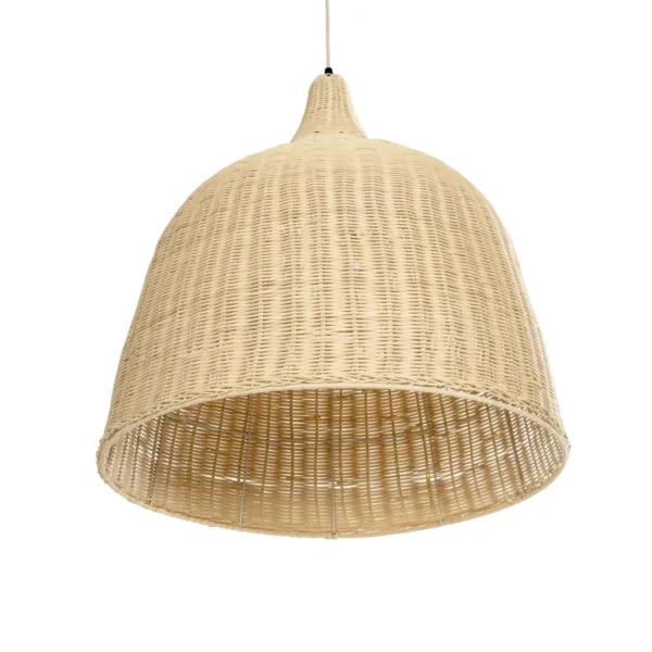 GloboStar® BAHAMAS 01370 Boho Κρεμαστό Φωτιστικό Καμπάνα Μονόφωτο 1 x E27 IP20 Μπεζ Ξύλο - Μ60 x Π60 x Υ60cm - Image 5