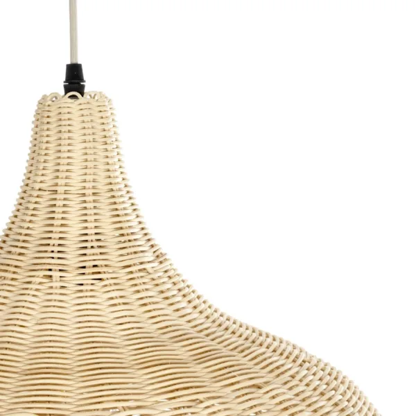 GloboStar® BAHAMAS 01370 Boho Κρεμαστό Φωτιστικό Καμπάνα Μονόφωτο 1 x E27 IP20 Μπεζ Ξύλο - Μ60 x Π60 x Υ60cm - Image 7