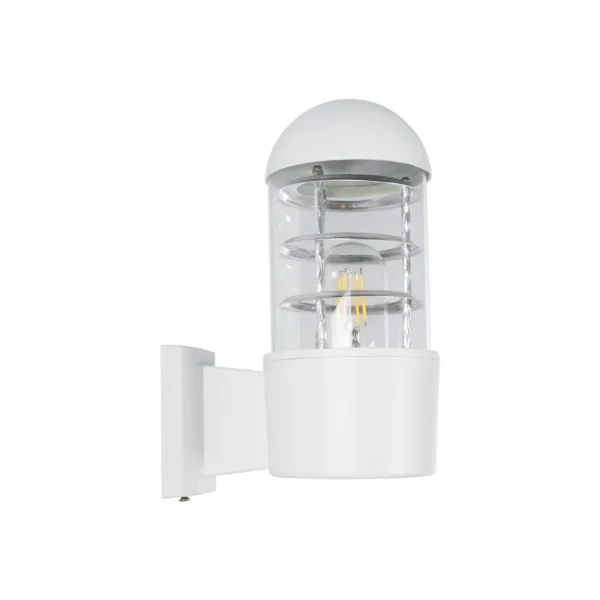 GloboStar® NEWI 01418 Μοντέρνο Επιτοίχιο Φωτιστικό Απλίκα Μονόφωτο 1 x E27 IP20 Λευκό & Ασημί Μέταλλο με Διάφανο Γυαλί - Μ11 x Π17 x Υ23cm - Image 3
