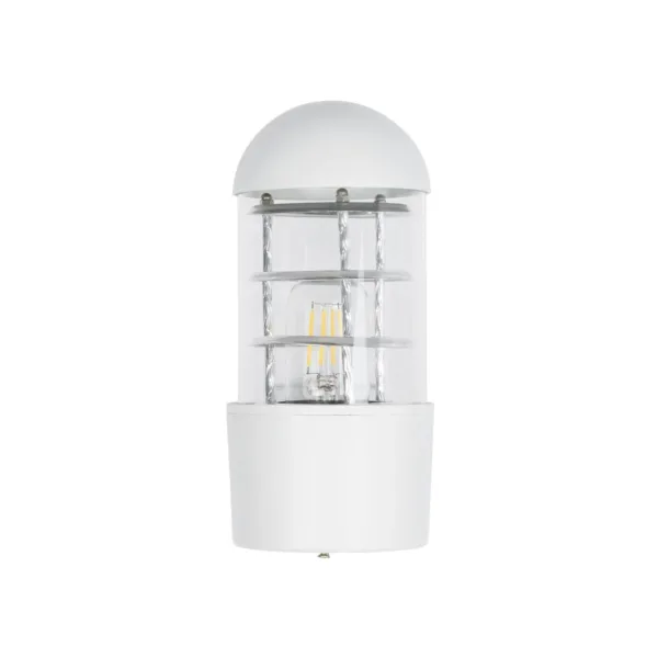 GloboStar® NEWI 01418 Μοντέρνο Επιτοίχιο Φωτιστικό Απλίκα Μονόφωτο 1 x E27 IP20 Λευκό & Ασημί Μέταλλο με Διάφανο Γυαλί - Μ11 x Π17 x Υ23cm - Image 4
