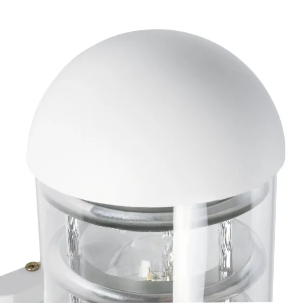 GloboStar® NEWI 01418 Μοντέρνο Επιτοίχιο Φωτιστικό Απλίκα Μονόφωτο 1 x E27 IP20 Λευκό & Ασημί Μέταλλο με Διάφανο Γυαλί - Μ11 x Π17 x Υ23cm - Image 5