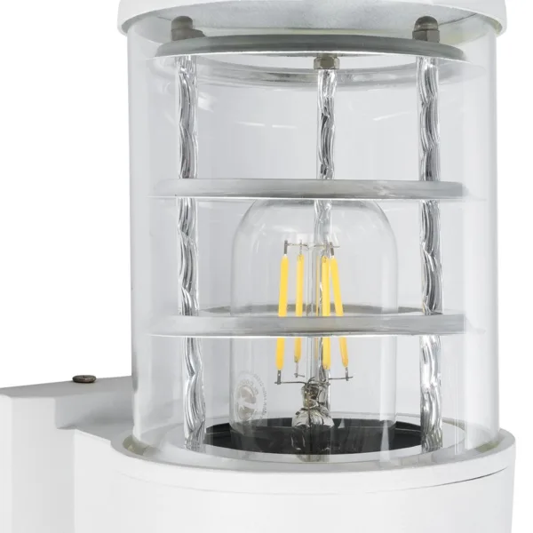 GloboStar® NEWI 01418 Μοντέρνο Επιτοίχιο Φωτιστικό Απλίκα Μονόφωτο 1 x E27 IP20 Λευκό & Ασημί Μέταλλο με Διάφανο Γυαλί - Μ11 x Π17 x Υ23cm - Image 6
