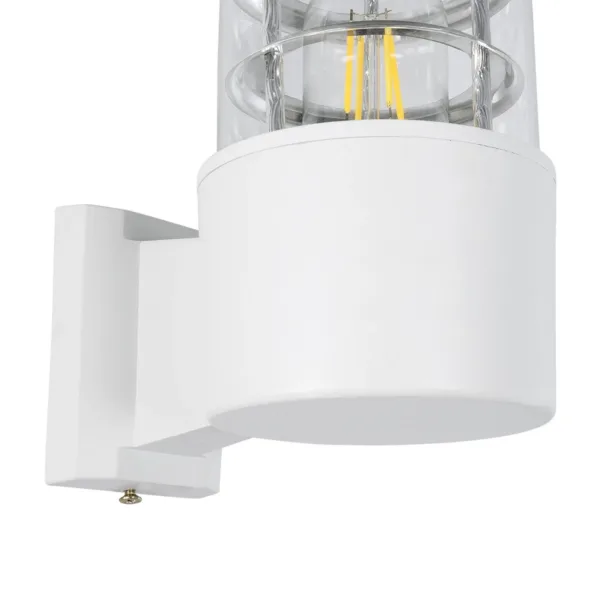 GloboStar® NEWI 01418 Μοντέρνο Επιτοίχιο Φωτιστικό Απλίκα Μονόφωτο 1 x E27 IP20 Λευκό & Ασημί Μέταλλο με Διάφανο Γυαλί - Μ11 x Π17 x Υ23cm - Image 7