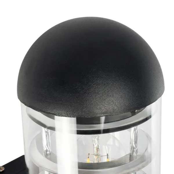 GloboStar® NEWI 01419 Μοντέρνο Επιτοίχιο Φωτιστικό Απλίκα Μονόφωτο 1 x E27 IP20 Μαύρο & Ασημί Μέταλλο με Διάφανο Γυαλί - Μ11 x Π17 x Υ23cm - Image 5