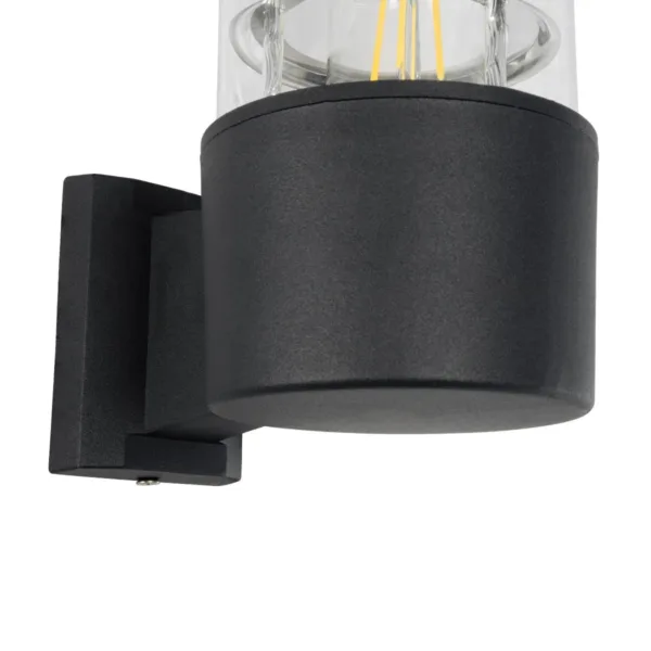 GloboStar® NEWI 01419 Μοντέρνο Επιτοίχιο Φωτιστικό Απλίκα Μονόφωτο 1 x E27 IP20 Μαύρο & Ασημί Μέταλλο με Διάφανο Γυαλί - Μ11 x Π17 x Υ23cm - Image 7