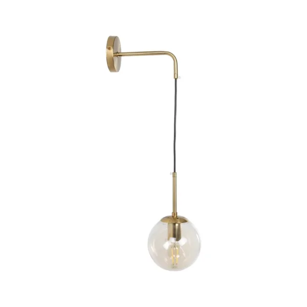 GloboStar® MADISON 01427 Μοντέρνο Επιτοίχιο Φωτιστικό Απλίκα Μονόφωτο 1 x E27 IP20 Χρυσό Μέταλλο με Μελί Γυαλί - Φ15 x Υ54cm - Image 3