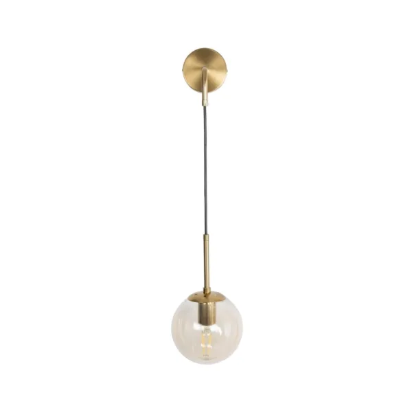 GloboStar® MADISON 01427 Μοντέρνο Επιτοίχιο Φωτιστικό Απλίκα Μονόφωτο 1 x E27 IP20 Χρυσό Μέταλλο με Μελί Γυαλί - Φ15 x Υ54cm - Image 4