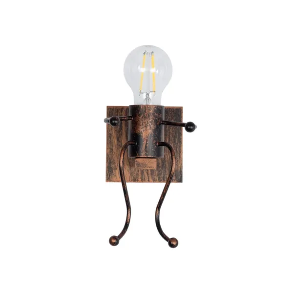 GloboStar® LITTLE MAN 01592 Μοντέρνο Επιτοίχιο Φωτιστικό Απλίκα Μονόφωτο 1 x E27 IP20 Χάλκινο Μέταλλο - Μ12 x Π19 x Υ17cm - Image 4