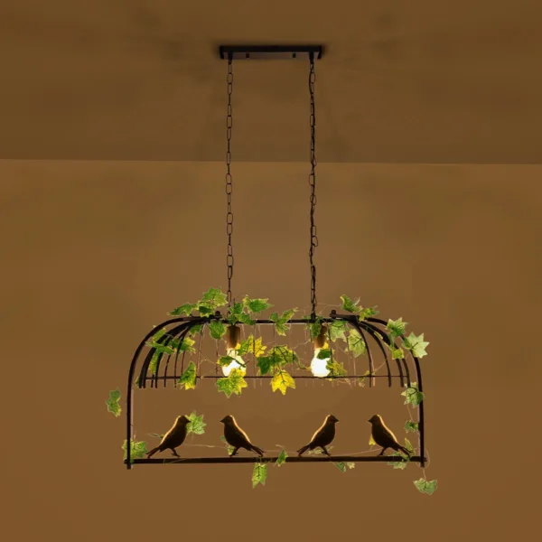 GloboStar® NEST 01643 Vintage Κρεμαστό Φωτιστικό Φιγούρα Δίφωτο 2 x E27 IP20 Μαύρο Μέταλλο με Πράσινο Πλαστικό - Μ73.6 x Π37.5 x Y38cm - Image 2