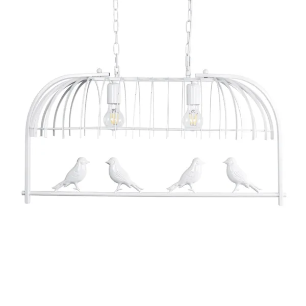 GloboStar® NEST 01644 Vintage Κρεμαστό Φωτιστικό Φιγούρα Δίφωτο 2 x E27 IP20 Λευκό Μέταλλο με Πράσινο Πλαστικό - Μ73.6 x Π37.5 x Y38cm - Image 12