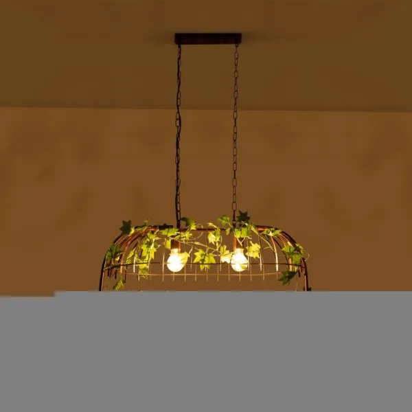 GloboStar® NEST 01645 Vintage Κρεμαστό Φωτιστικό Φιγούρα Δίφωτο 2 x E27 IP20 Χάλκινο Μέταλλο με Πράσινο Πλαστικό - Μ73.6 x Π37.5 x Y38.5cm - Image 2