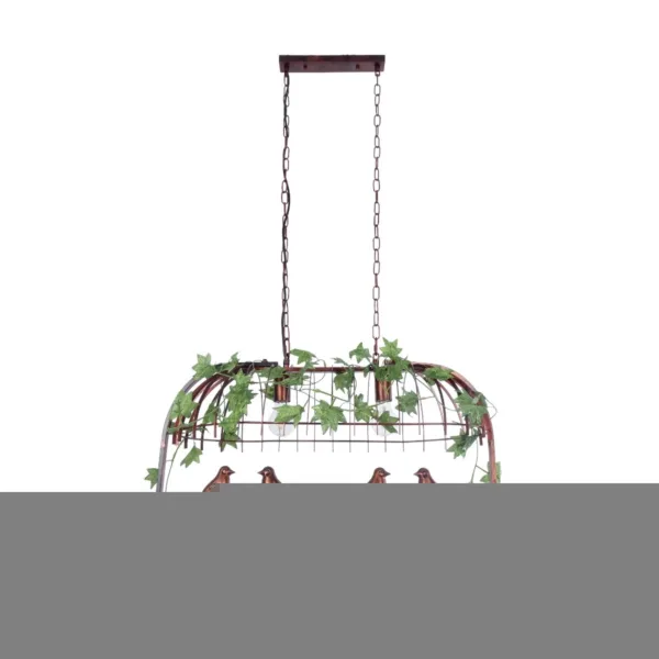 GloboStar® NEST 01645 Vintage Κρεμαστό Φωτιστικό Φιγούρα Δίφωτο 2 x E27 IP20 Χάλκινο Μέταλλο με Πράσινο Πλαστικό - Μ73.6 x Π37.5 x Y38.5cm - Image 3