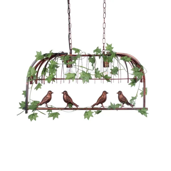 GloboStar® NEST 01645 Vintage Κρεμαστό Φωτιστικό Φιγούρα Δίφωτο 2 x E27 IP20 Χάλκινο Μέταλλο με Πράσινο Πλαστικό - Μ73.6 x Π37.5 x Y38.5cm - Image 4