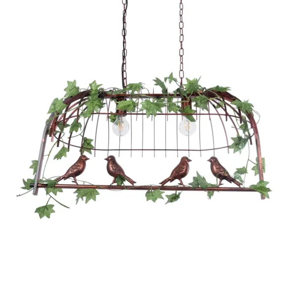 GloboStar® NEST 01645 Vintage Κρεμαστό Φωτιστικό Φιγούρα Δίφωτο 2 x E27 IP20 Χάλκινο Μέταλλο με Πράσινο Πλαστικό - Μ73.6 x Π37.5 x Y38.5cm - Image 5