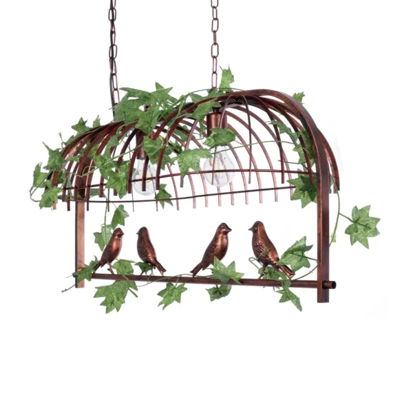 GloboStar® NEST 01645 Vintage Κρεμαστό Φωτιστικό Φιγούρα Δίφωτο 2 x E27 IP20 Χάλκινο Μέταλλο με Πράσινο Πλαστικό - Μ73.6 x Π37.5 x Y38.5cm - Image 7