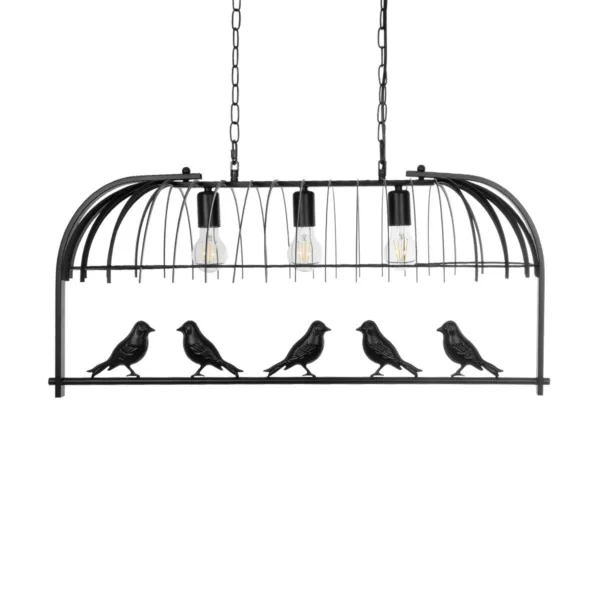 GloboStar® NEST 01646 Vintage Κρεμαστό Φωτιστικό Φιγούρα Τρίφωτο 3 x E27 IP20 Μαύρο Μέταλλο με Πράσινο Πλαστικό - Μ85.5 x Π37.5 x Y38cm - Image 12