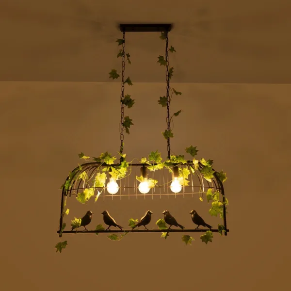 GloboStar® NEST 01646 Vintage Κρεμαστό Φωτιστικό Φιγούρα Τρίφωτο 3 x E27 IP20 Μαύρο Μέταλλο με Πράσινο Πλαστικό - Μ85.5 x Π37.5 x Y38cm - Image 2