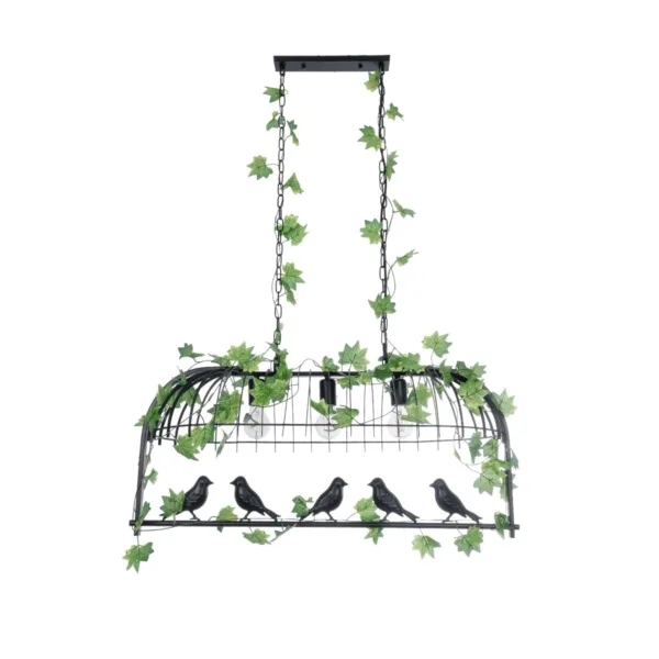 GloboStar® NEST 01646 Vintage Κρεμαστό Φωτιστικό Φιγούρα Τρίφωτο 3 x E27 IP20 Μαύρο Μέταλλο με Πράσινο Πλαστικό - Μ85.5 x Π37.5 x Y38cm - Image 3