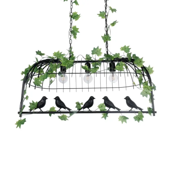 GloboStar® NEST 01646 Vintage Κρεμαστό Φωτιστικό Φιγούρα Τρίφωτο 3 x E27 IP20 Μαύρο Μέταλλο με Πράσινο Πλαστικό - Μ85.5 x Π37.5 x Y38cm - Image 5