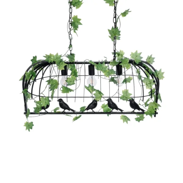 GloboStar® NEST 01646 Vintage Κρεμαστό Φωτιστικό Φιγούρα Τρίφωτο 3 x E27 IP20 Μαύρο Μέταλλο με Πράσινο Πλαστικό - Μ85.5 x Π37.5 x Y38cm - Image 6